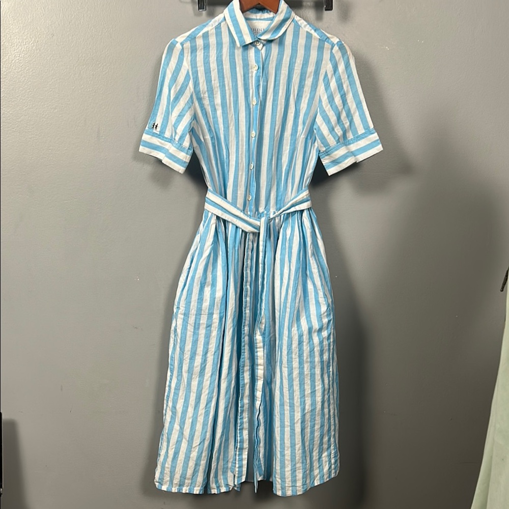 Hadleigh’s Midi Stripe Coupe Dress belted size 42 made in Italy
